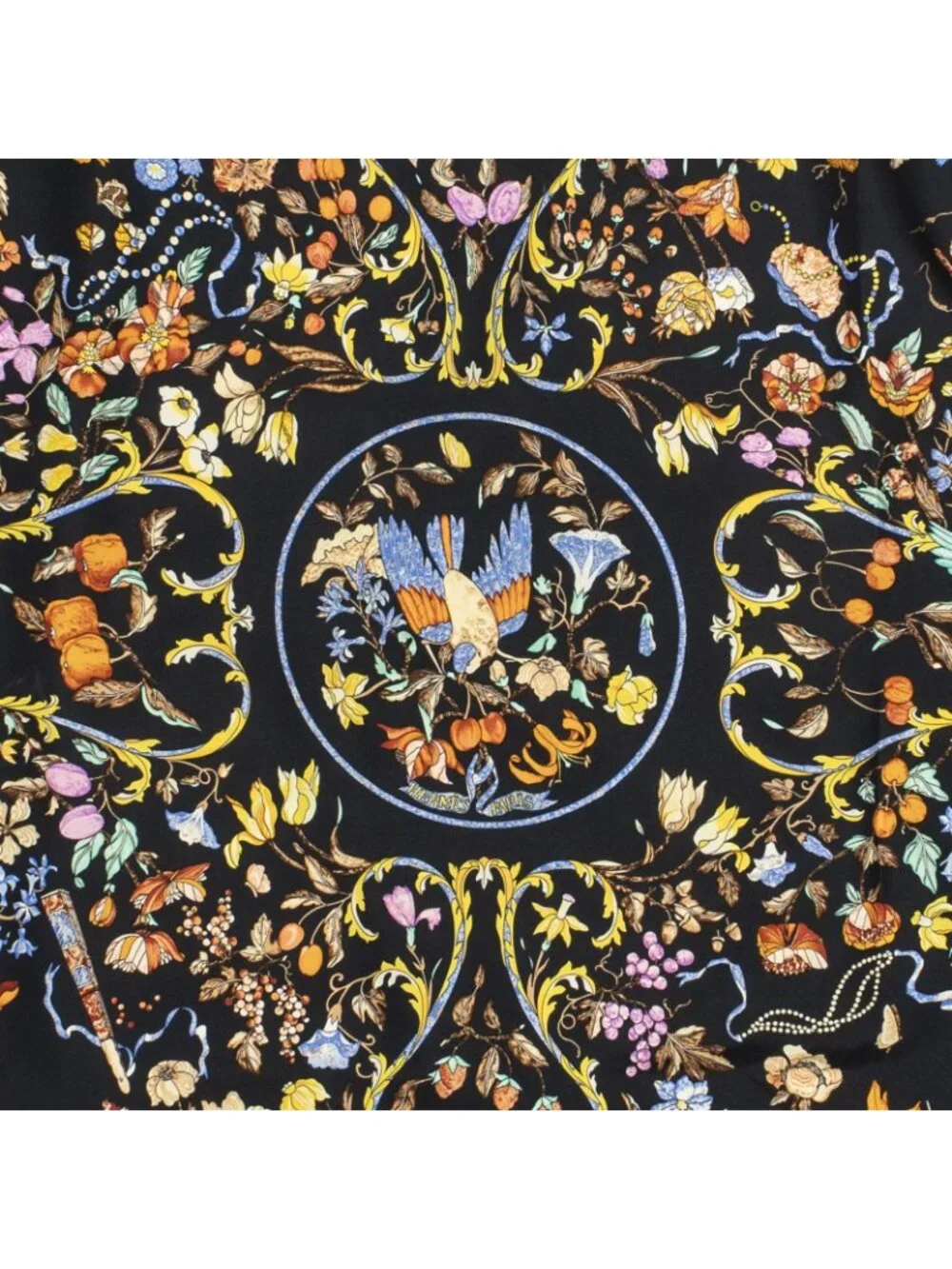 ★SOLD★ Hermes Scarf Yellow Black Blue Silk - Picture 3 of 5
